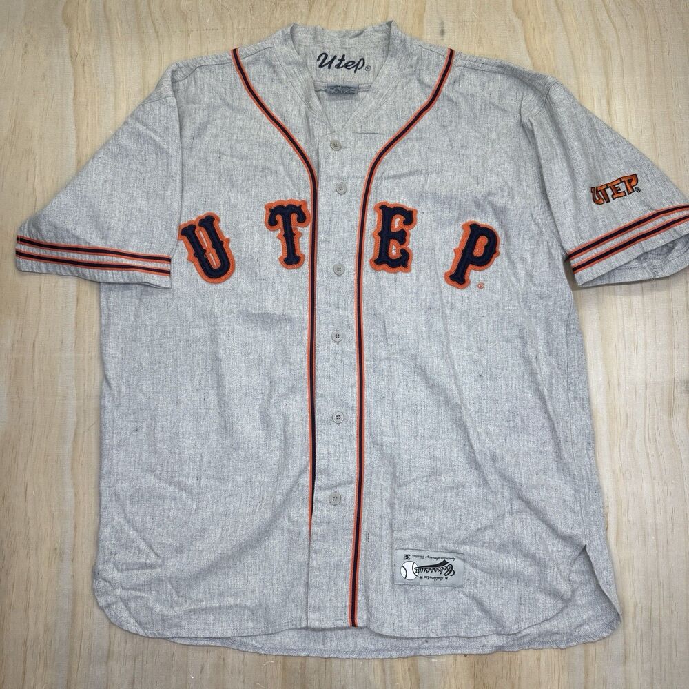 USED 2XL UTEP Miners #7 Colosseum Athletics Gray Wool Blend Short Sleeve Jersey